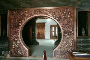 仿古铜浮雕铝板内进门拱门