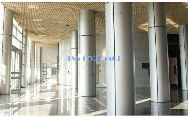 企业迎宾大厅安装包柱铝单板