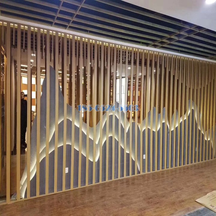 木纹铝方通造型墙