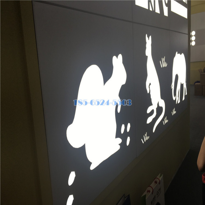 袋鼠图案镂空铝单板背贴发光亚克力