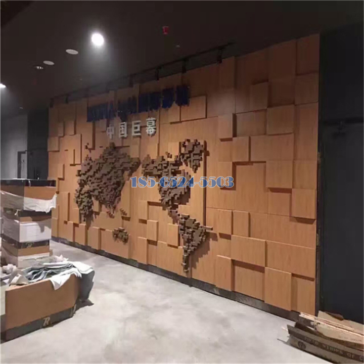 木纹色凹凸造型背景墙