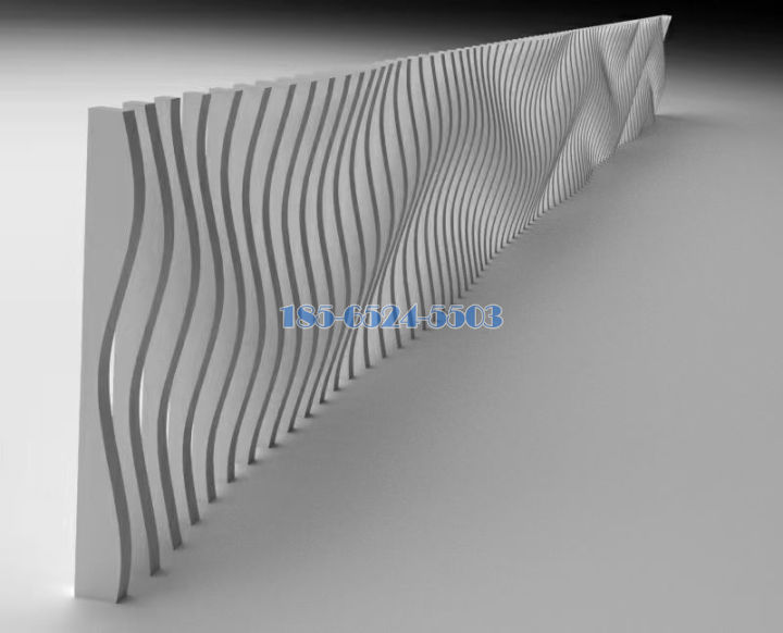 弧形铝方通背景墙三维图