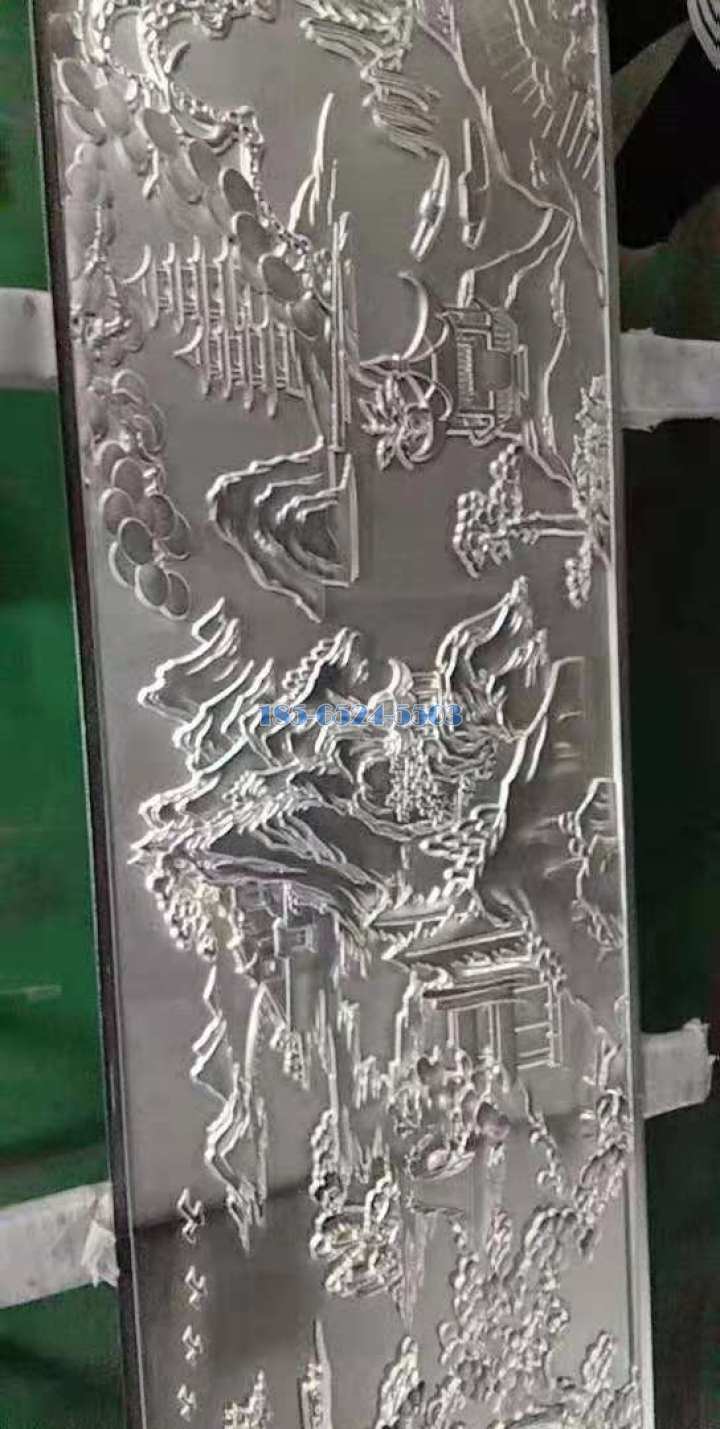古风山水画浮雕铝板排版