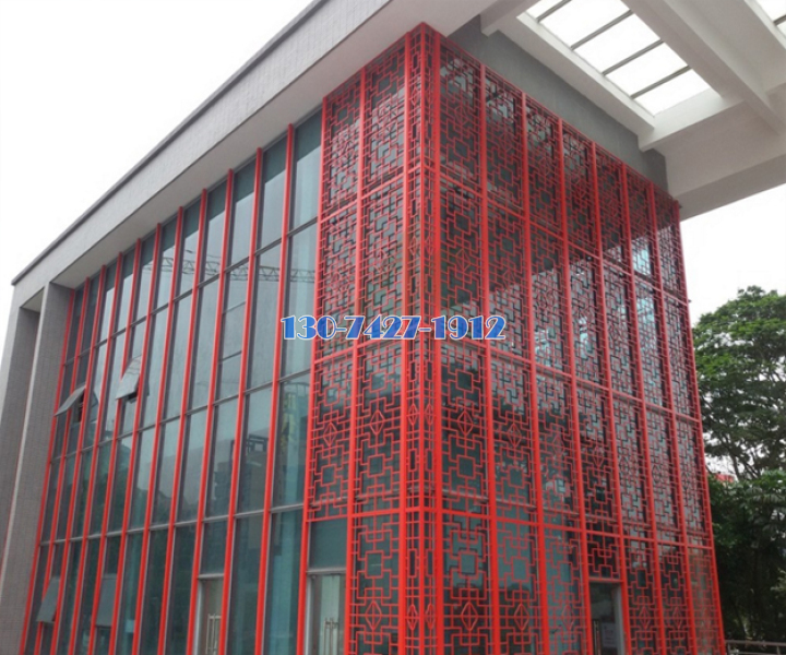 中国红玻璃幕墙外装饰铝合金窗花