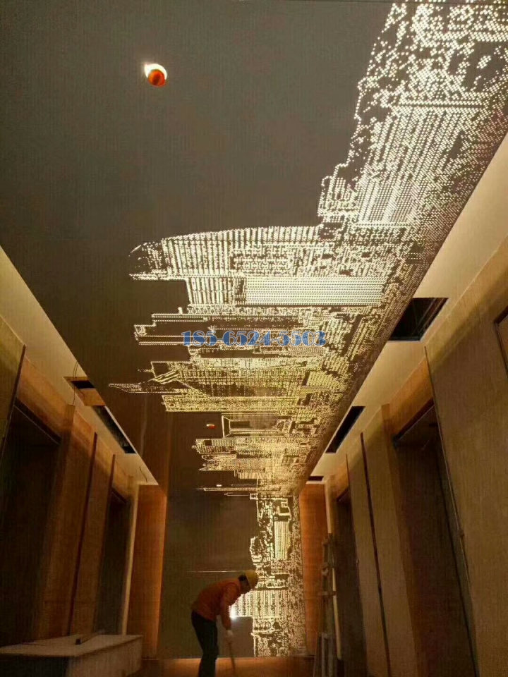 吊顶冲孔拼香港中环图案铝单板