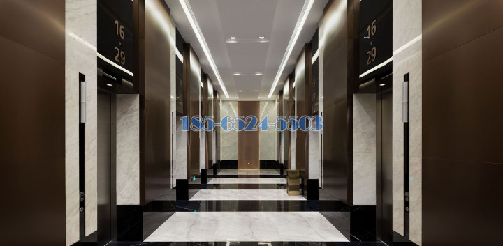 高层电梯间墙面安装仿古铜和石材复合铝蜂窝板